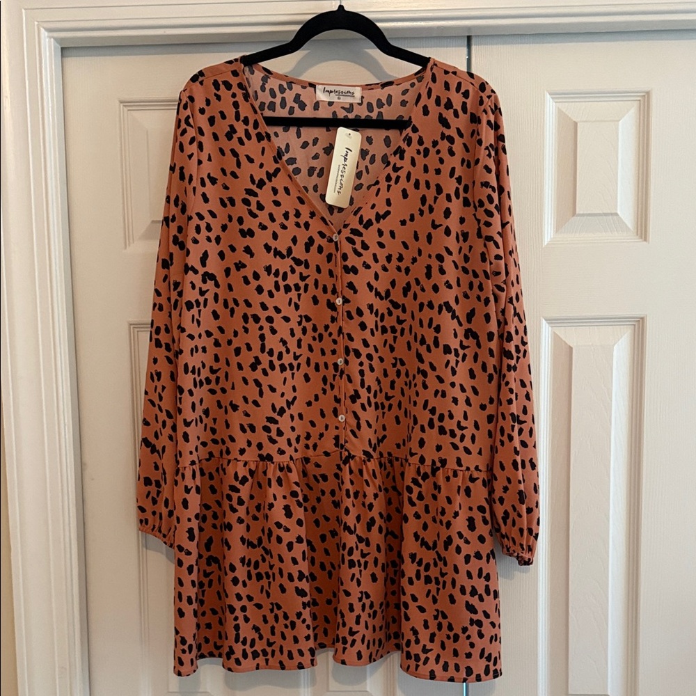 Impressions Orange and Black Leopard Print Dress size XL